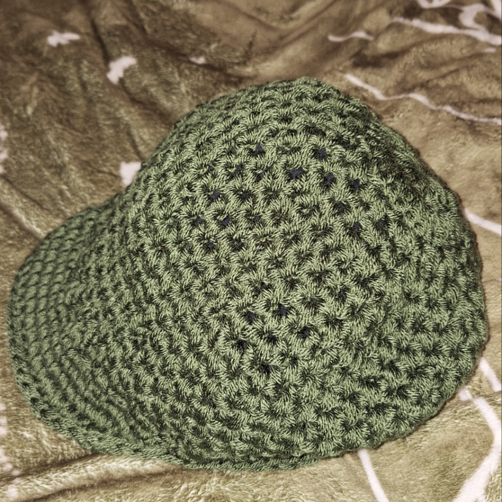 Green Crochet Tam Hat, slouchy beanie